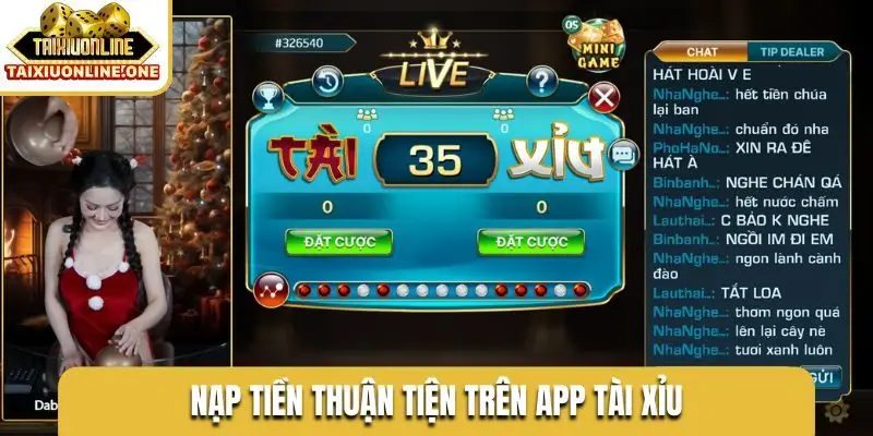 Nạp tiền thuận tiện trên app tài xỉu